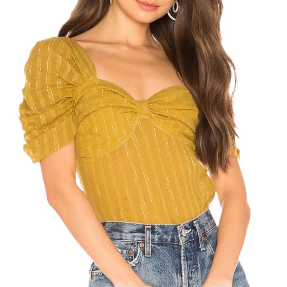 Tularosa Mustard Puff Sleeve Blouse
